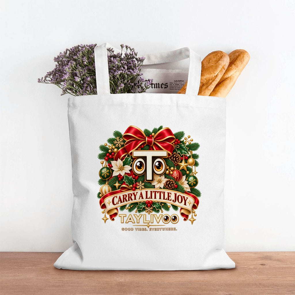 TAYLIVOO Carry a Little Joy Canvas Tote Bag