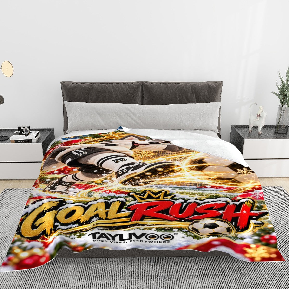 TAYLIVOO Goal Rush Flannel Throw Blanket – 280 GSM