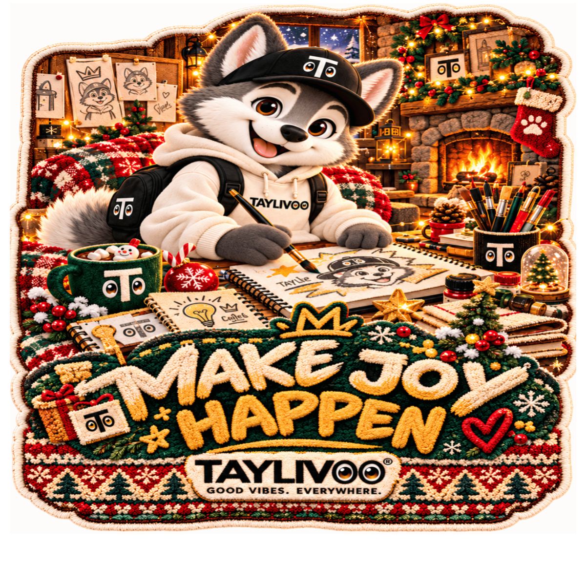 TAYLIVOO Make Joy Happen Shaped Rug