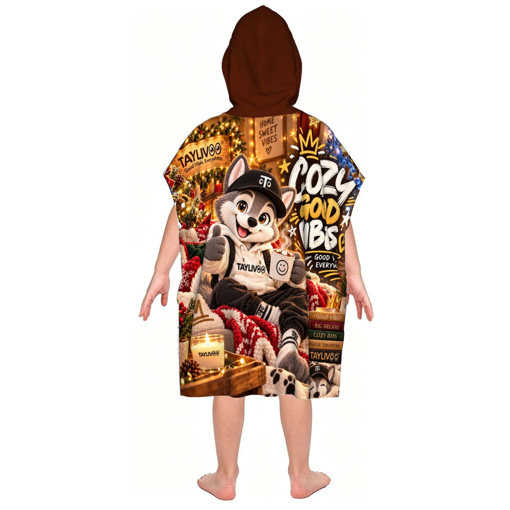 TAYLIVOO Cozy Good Vibes Kids’ Hooded Towel