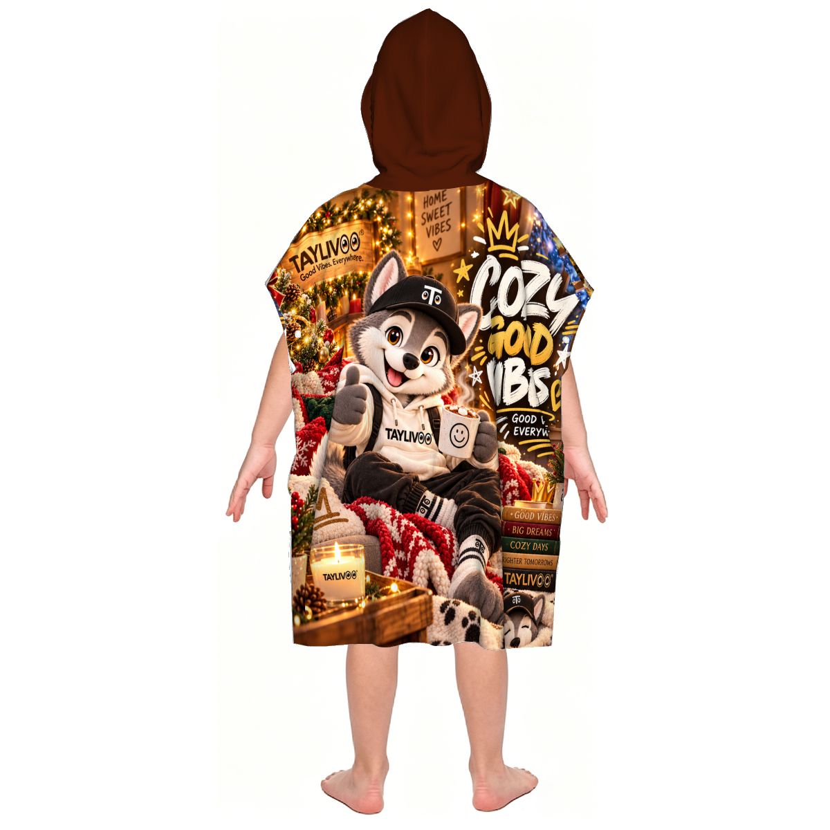 TAYLIVOO Cozy Good Vibes Kids’ Hooded Towel
