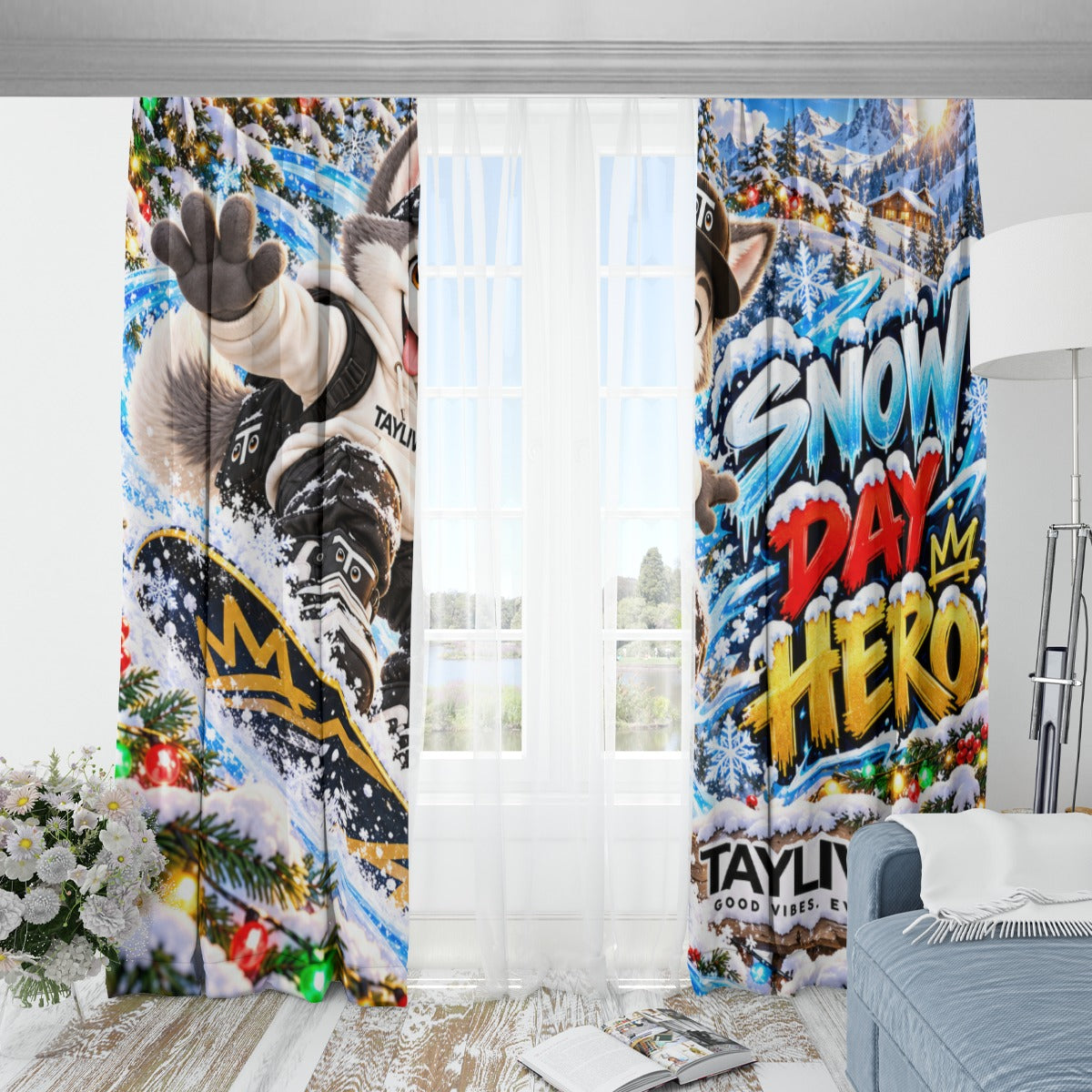 TAYLIVOO Snow Day Hero Blackout Curtains