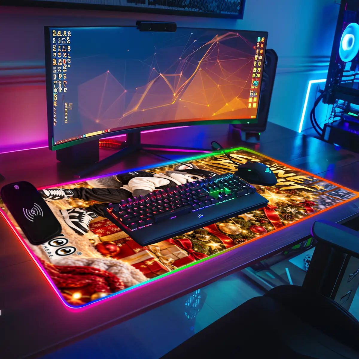 TAYLIVOO Shine Bright RGB-Mauspad mit kabellosem Laden