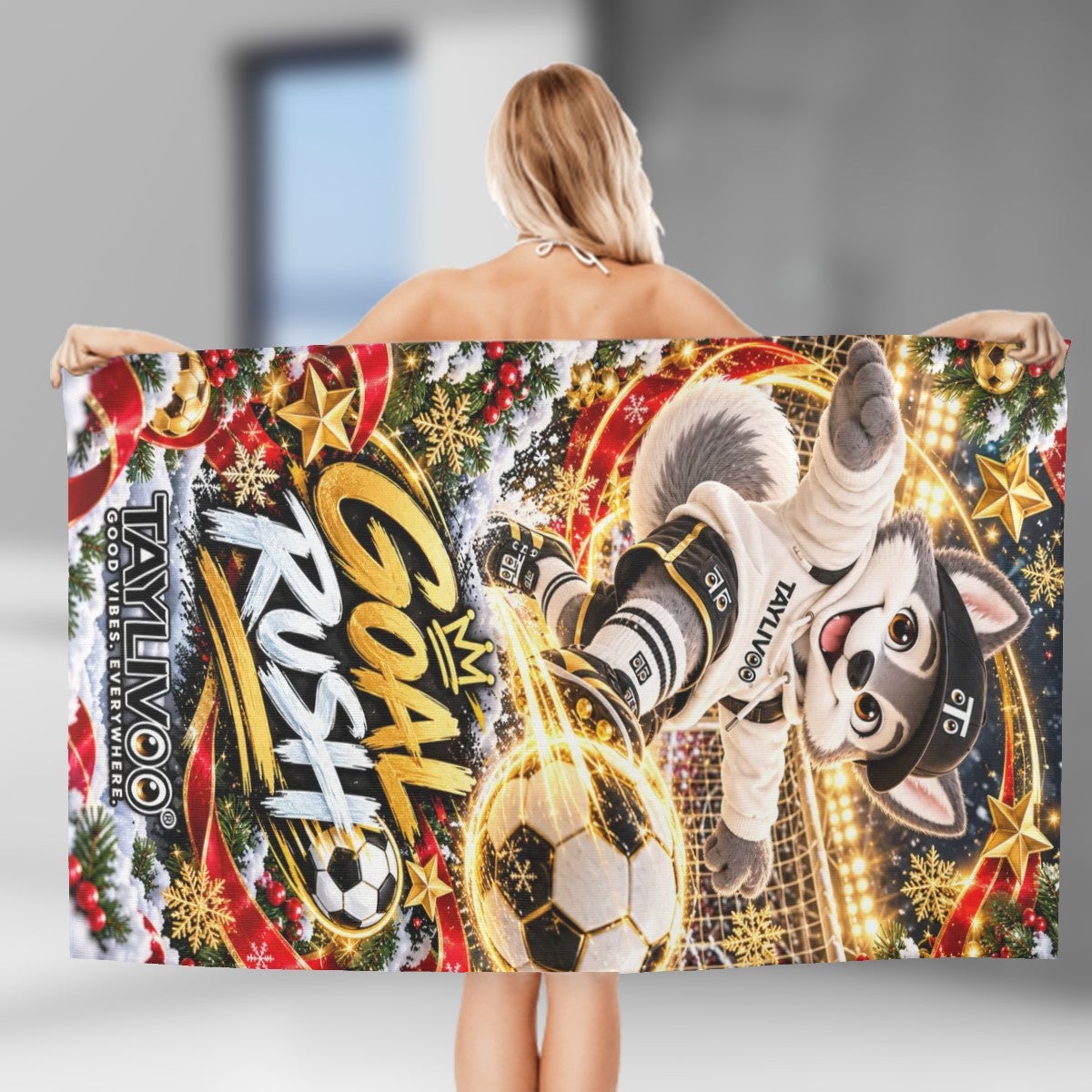 TAYLIVOO Goal Rush Microfiber Bath Towel