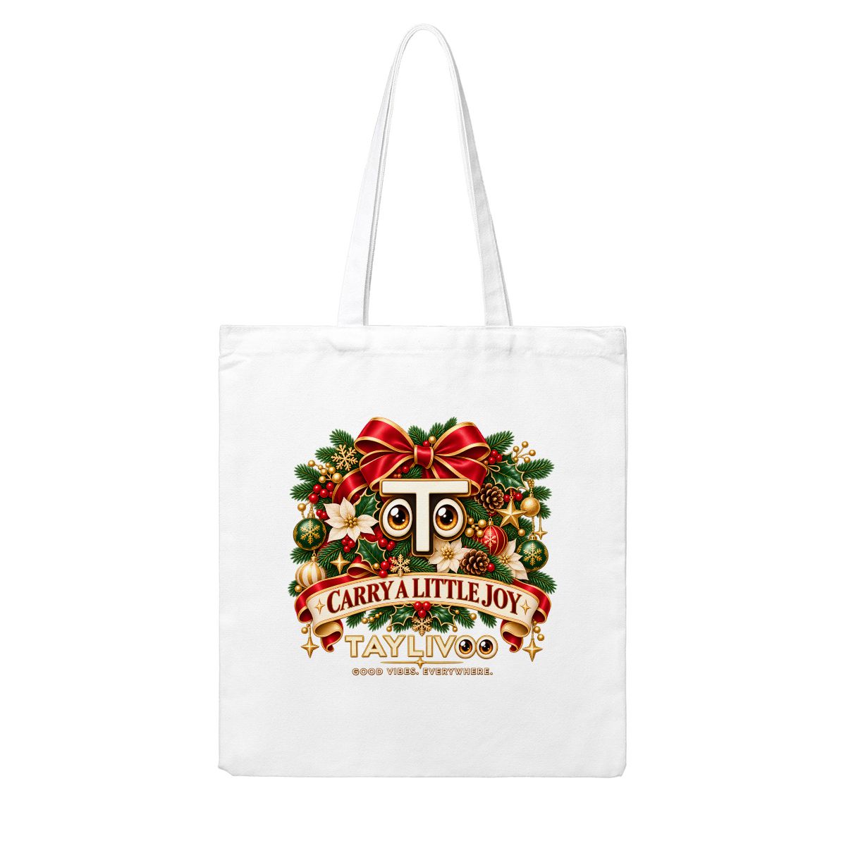 TAYLIVOO Carry a Little Joy Canvas Tote Bag