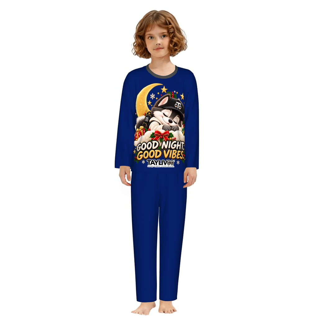 TAYLIVOO Good Night Good Vibes kinderpyjamaset – blauw