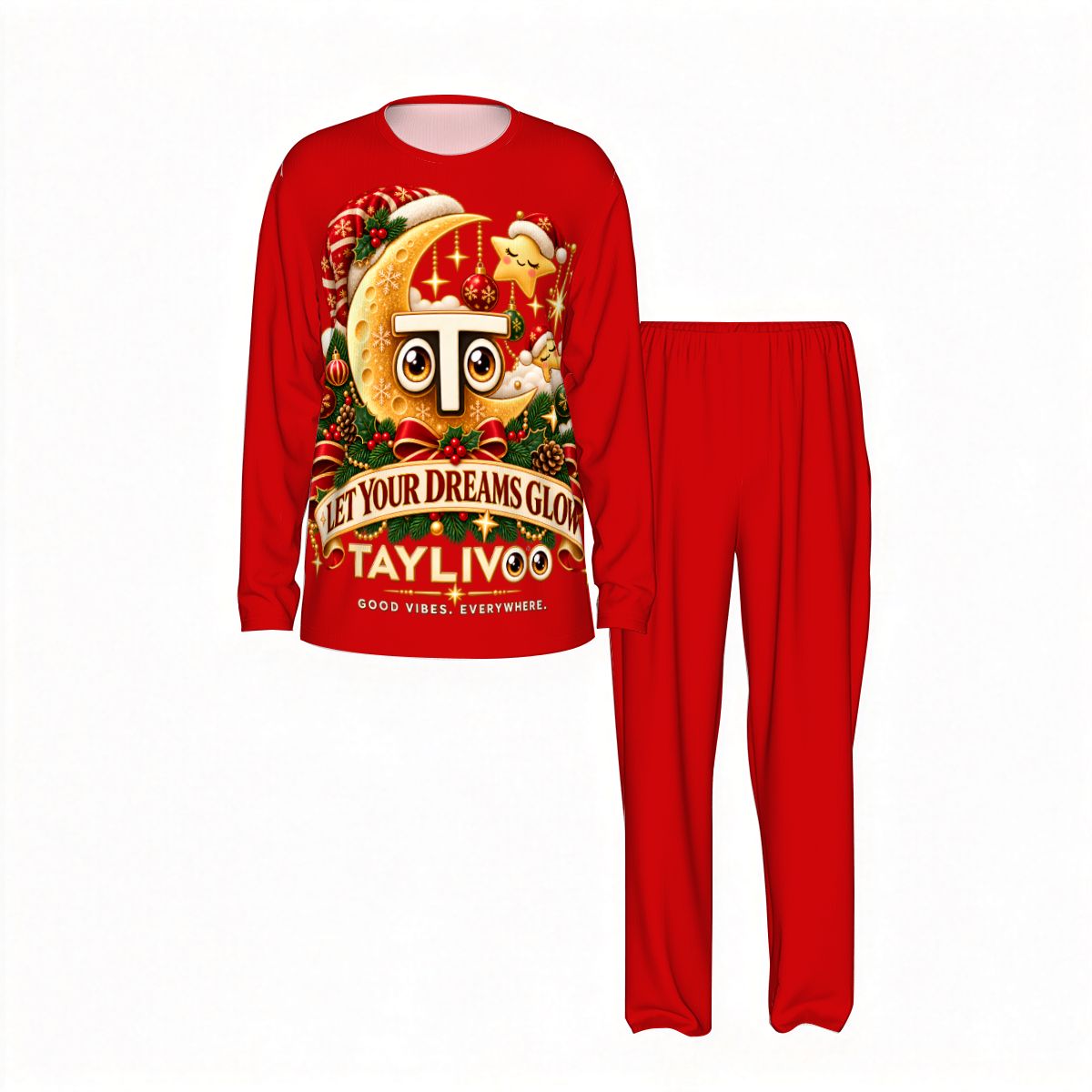 TAYLIVOO Let Your Dreams Glow Men’s Pajama Set – Red