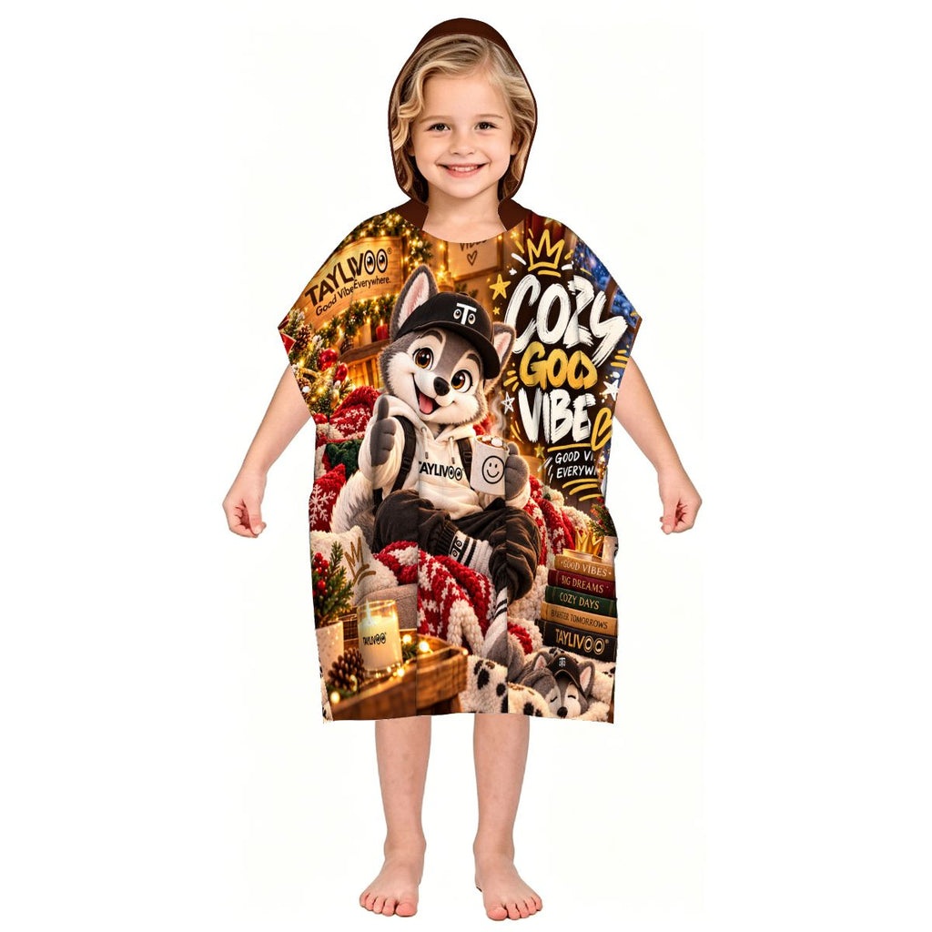 TAYLIVOO Cozy Good Vibes Kids’ Hooded Towel