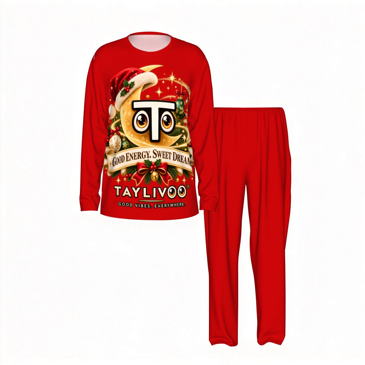 TAYLIVOO Good Energy Sweet Dreams Men’s Pajama Set – Red