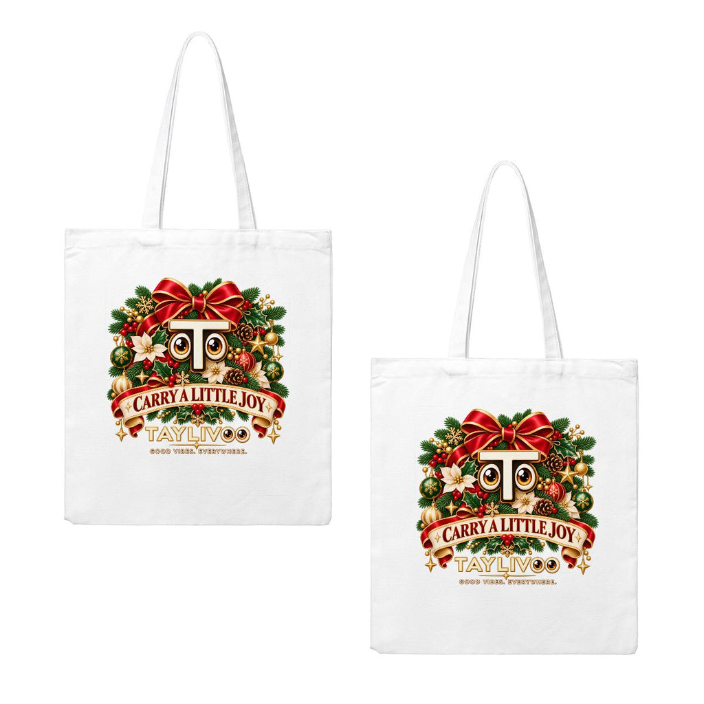 TAYLIVOO Carry a Little Joy Canvas Tote Bag