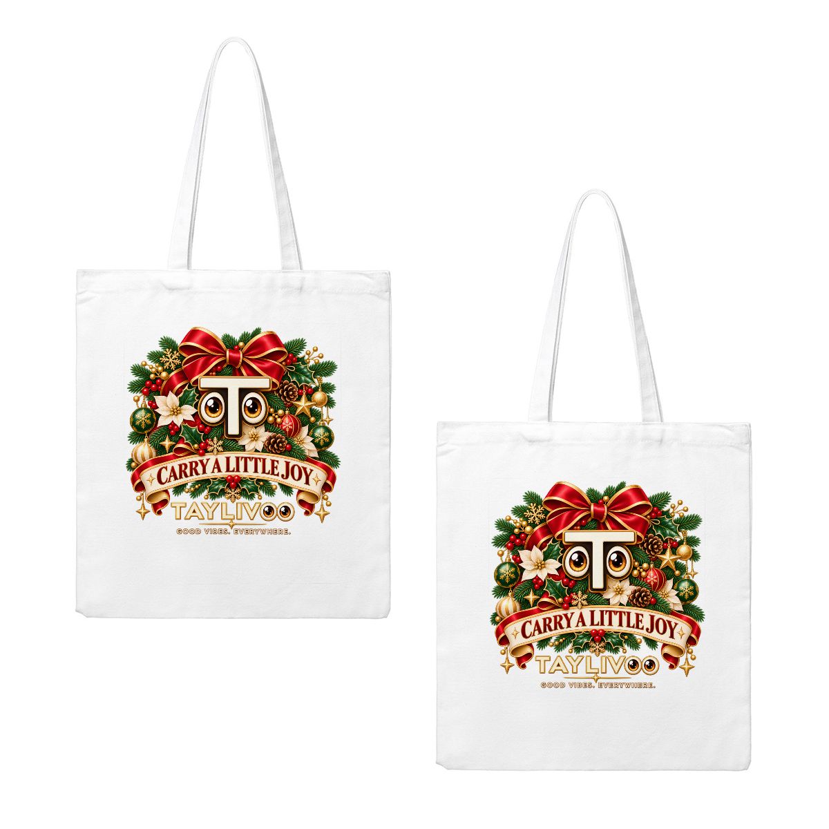 TAYLIVOO Carry a Little Joy Canvas Tote Bag
