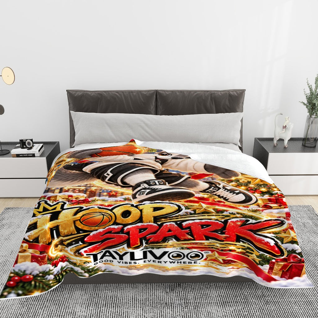TAYLIVOO Hoop Spark Flannel Throw Blanket – 280 GSM