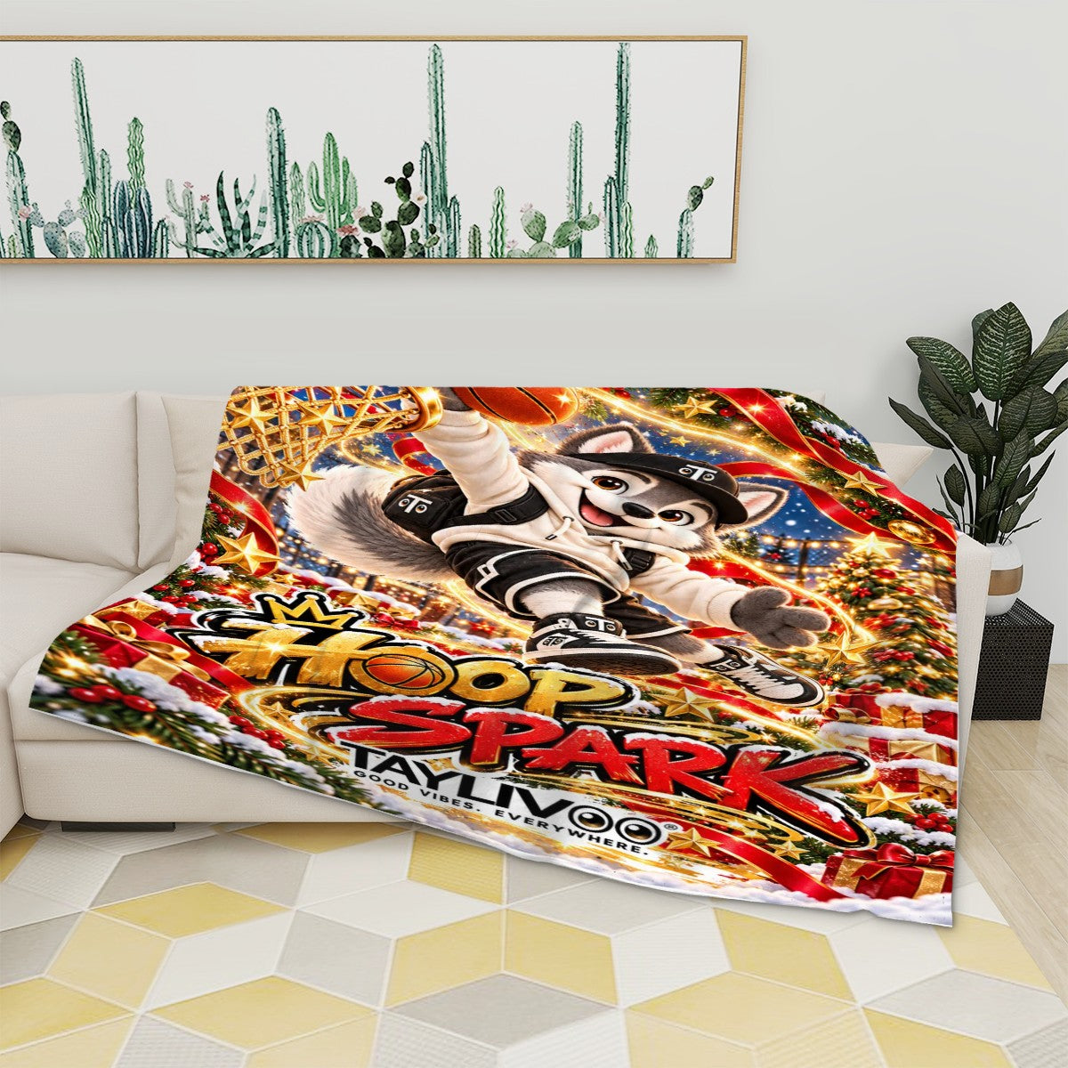 TAYLIVOO Hoop Spark Flannel Throw Blanket – 280 GSM