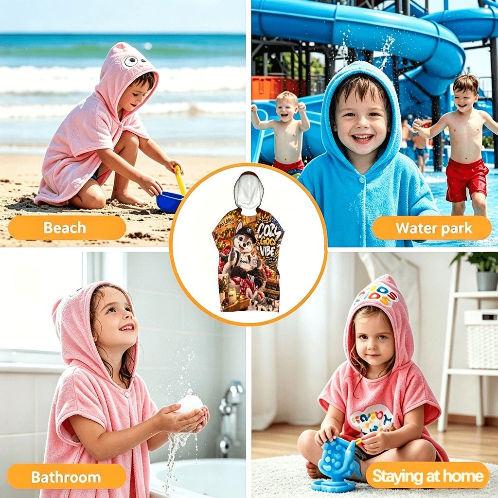 TAYLIVOO Cozy Good Vibes Kids’ Hooded Towel
