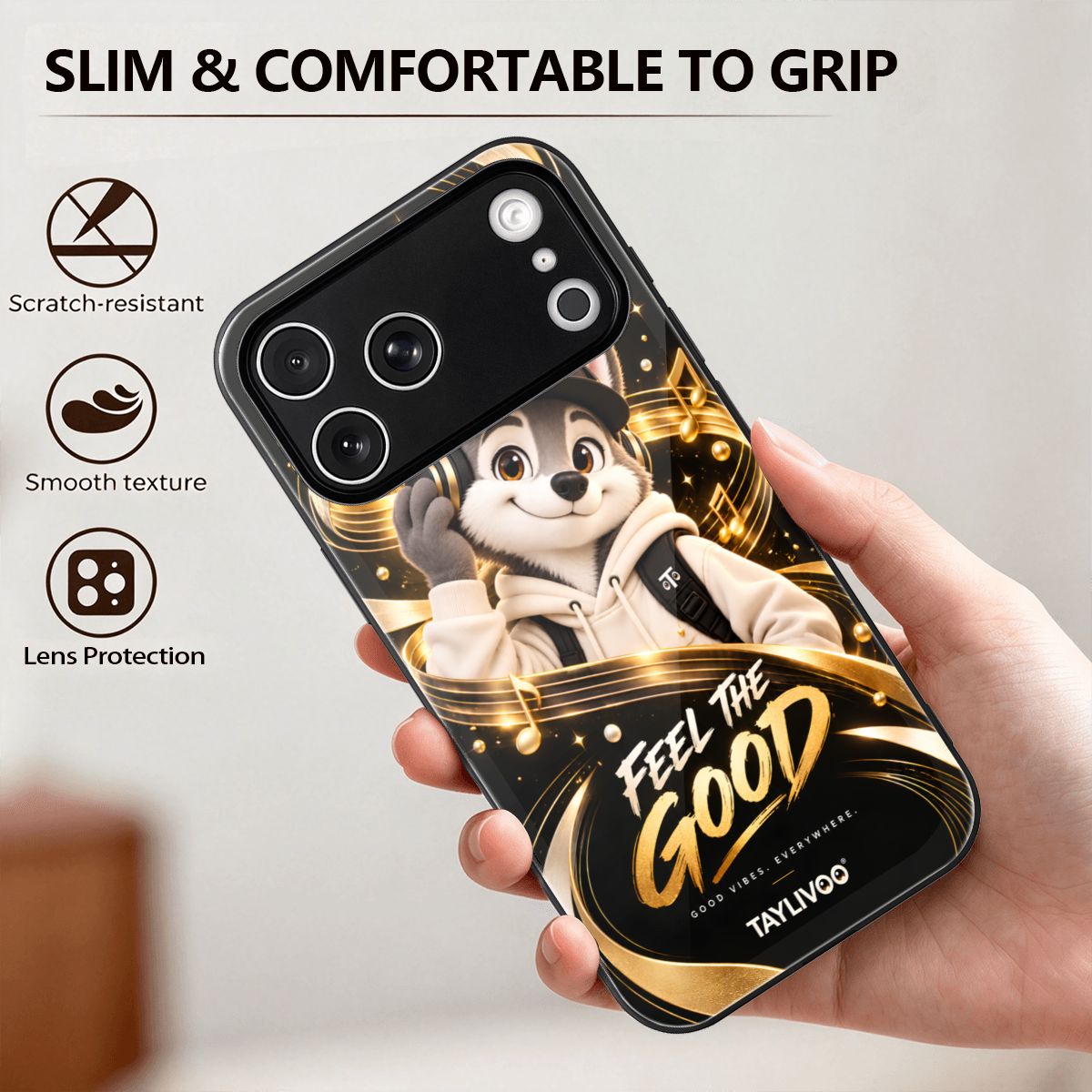 TAYLIVOO Feel the Good Glass Case for iPhone 18 Pro Max