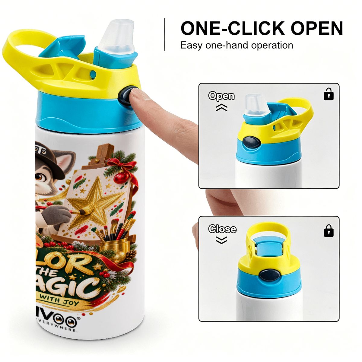 TAYLIVOO Color the Magic Kids’ Water Bottle