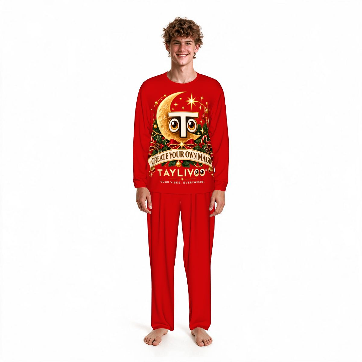 TAYLIVOO Create Your Own Magic Men’s Pajama Set – Red