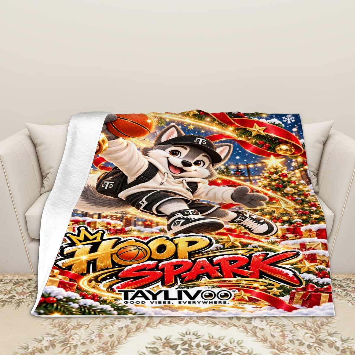 TAYLIVOO Hoop Spark Flannel Throw Blanket – 280 GSM