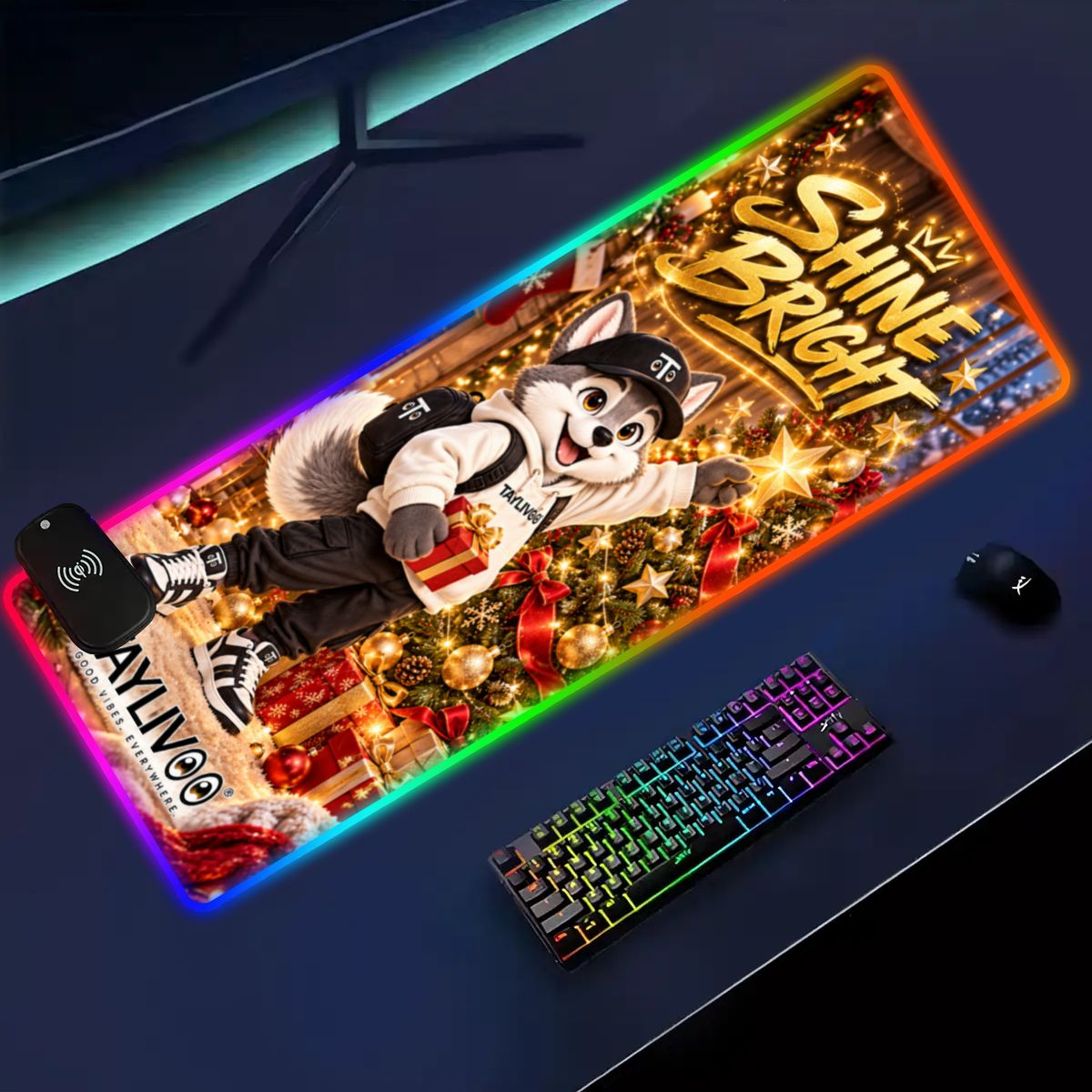TAYLIVOO Shine Bright RGB-Mauspad mit kabellosem Laden
