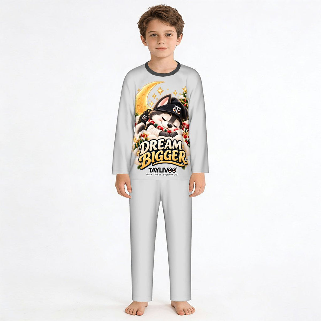 TAYLIVOO Dream Bigger Conjunto de pijama infantil – Cinza