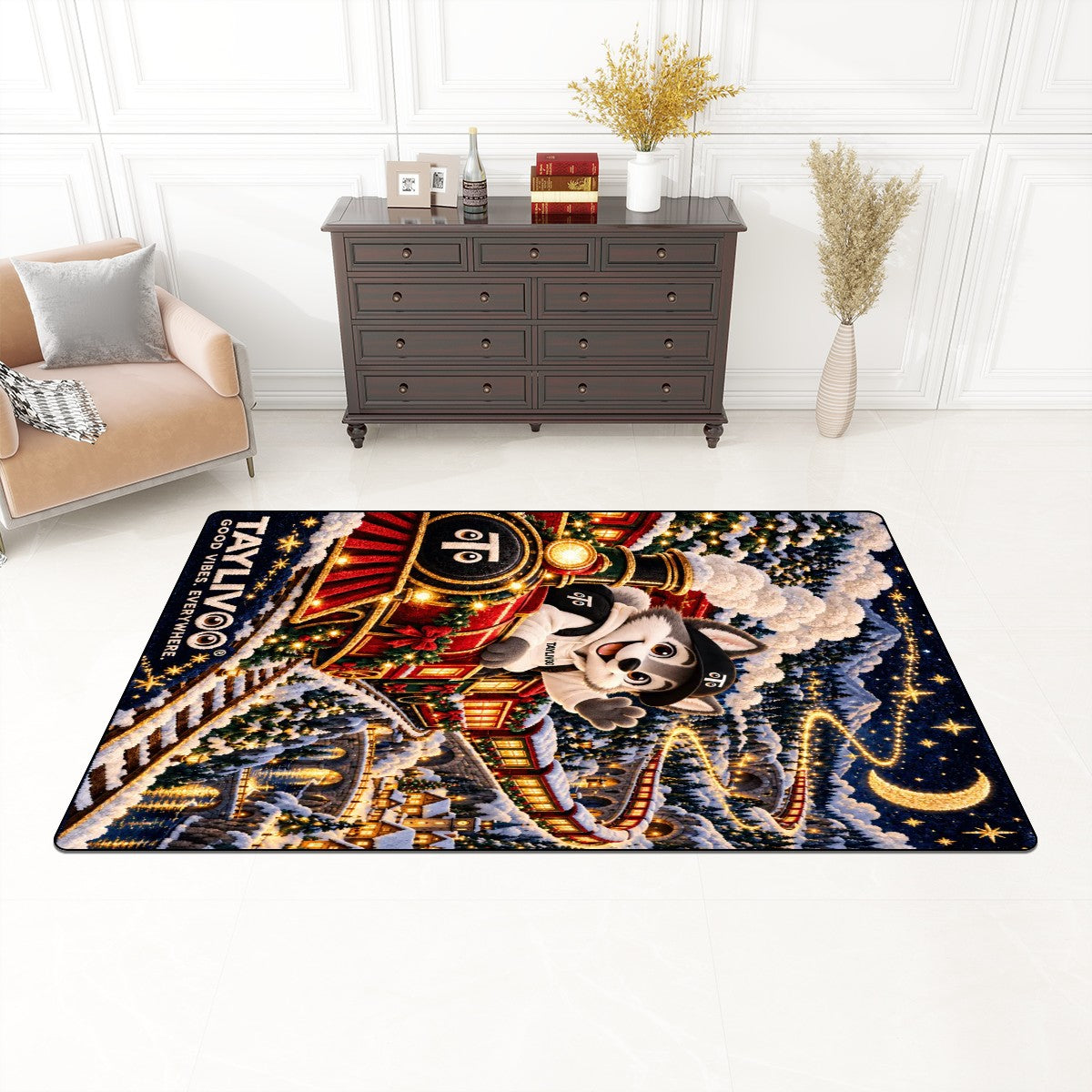 TAYLIVOO Jingle DJ Non-Slip Area Rug