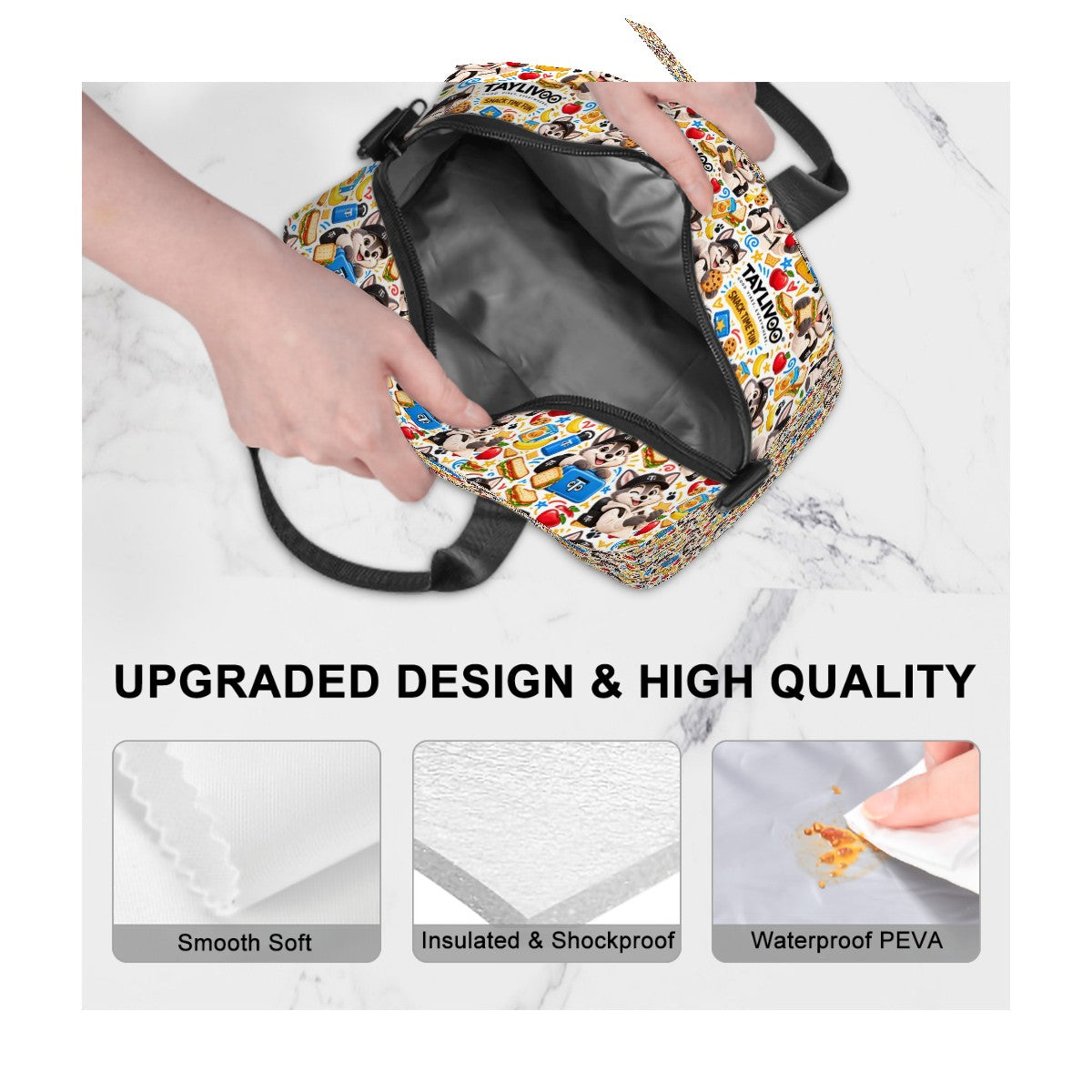 TAYLIVOO Snack Time Fun Insulated Lunch Bag