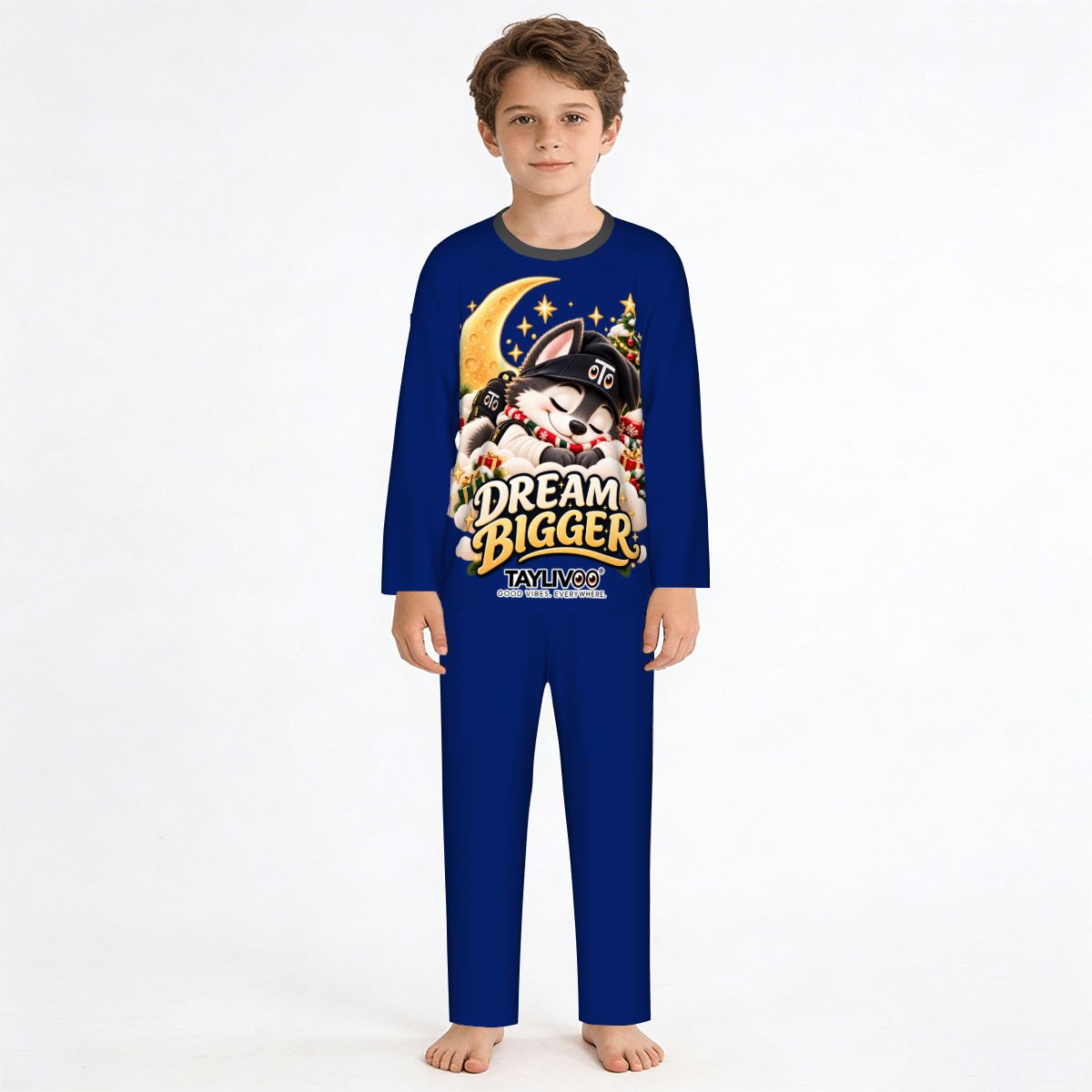 TAYLIVOO Dream Bigger Kids’ Pajama Set – Blue