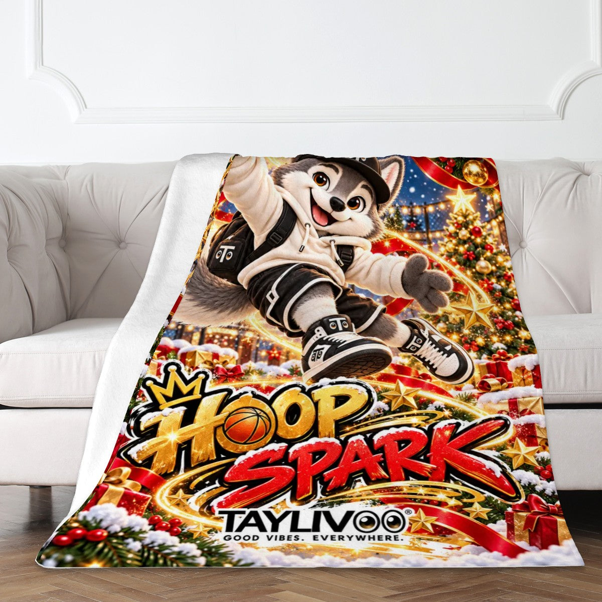 TAYLIVOO Hoop Spark Flannel Throw Blanket – 320 GSM