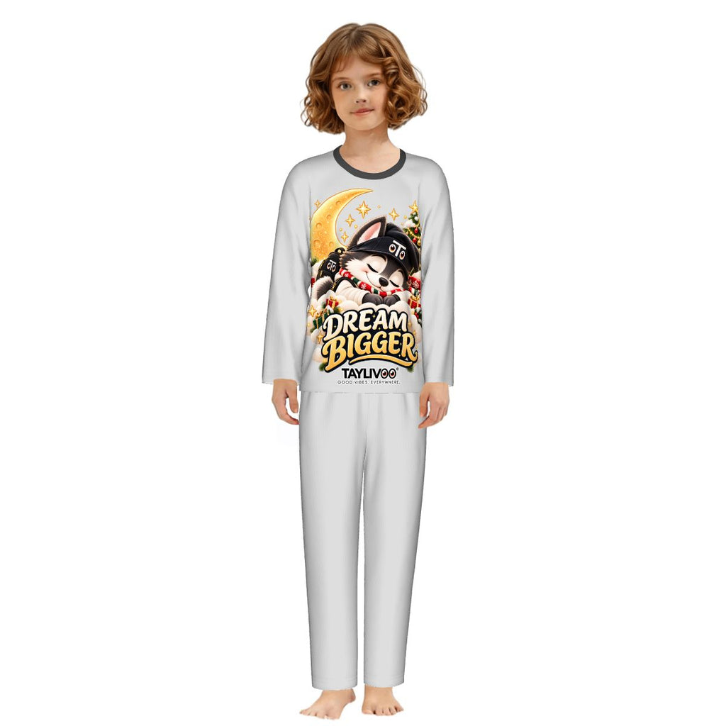 TAYLIVOO Dream Bigger Conjunto de pijama infantil – Cinza